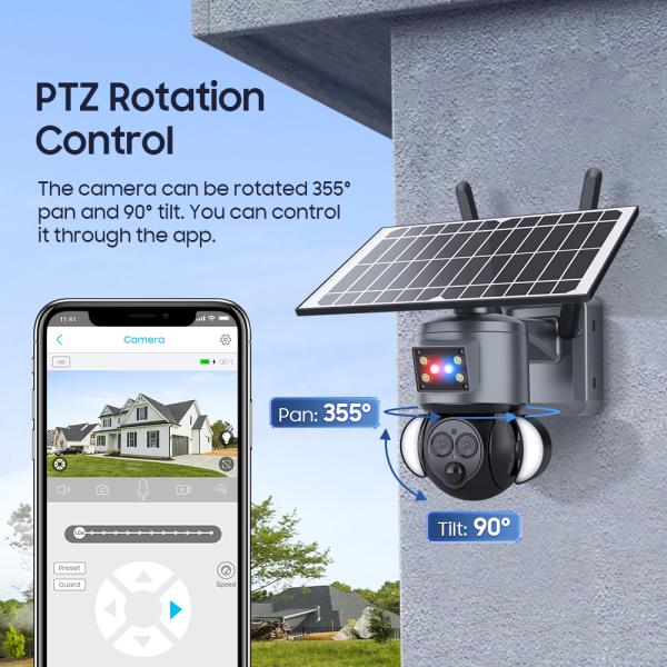 OEM 4G Lte Solar Security Camera With Sim Card 6MP Low Power Consumption