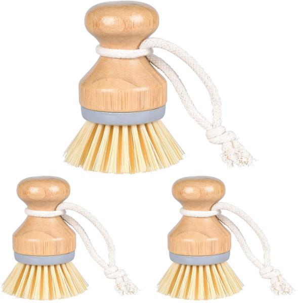Quality ODM Bamboo Kitchen Scrub Brush Set Fiber Palm Bristles ISO9001 for sale