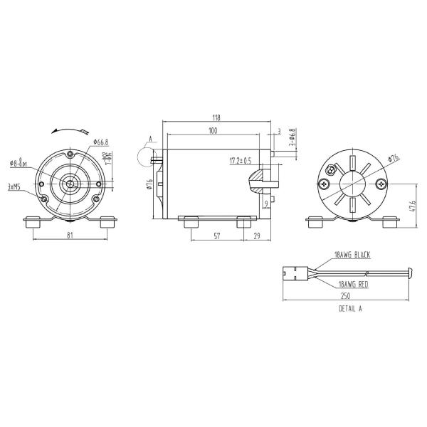 FLOWDRIVER DC brush motor LC-ZYT-76C-10 1500RPM 100W