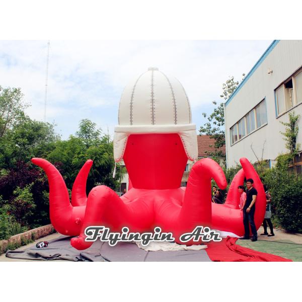 Decorative Cartoon Model, Red Inflatable Octopus with Hat for Advertisement
