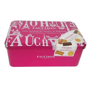 Buy cheap Custom Rectangular Tin Boxes for Cookie CYMK Printed Metal Cookie Tins Hinged Tin Containers product