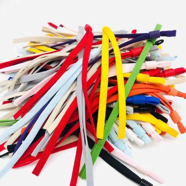 Wholesale colorful flat 5mm width adjustable elastic band ear loop with buckle for medical facemask elastic strap for face masks