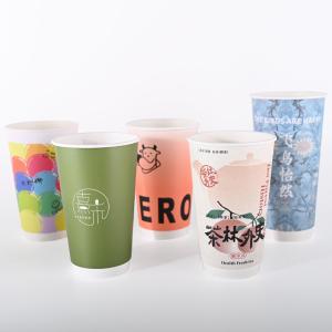 China Food Grade PE Coating Double Wall Paper Cups For Hot Drinks Christmas Parties on sale