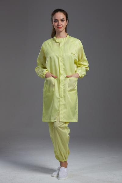 Quality Anti Static ESD labcoat smock Resuable Class1000 with straight open zipper stand collar for sale
