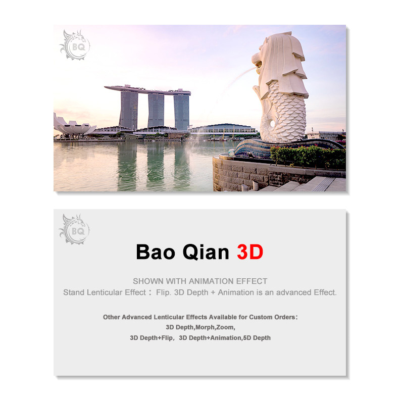 3D Lenticular Card PET / PP Printing With 3D Flip Changing Effect