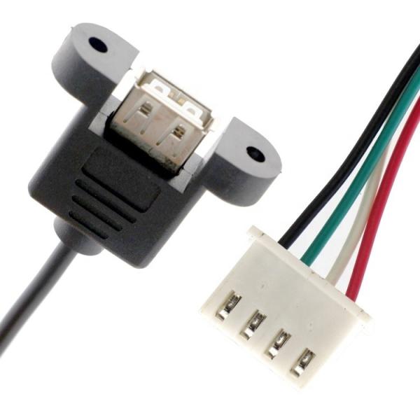 Quality Custom Screw Locking Stud Female Panel Mount USB 2.0 Type A to JST XH PH SH Assembly Cable for sale