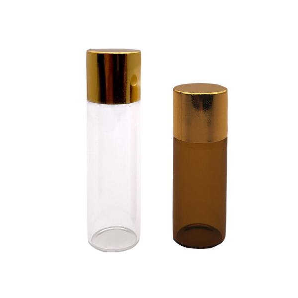 Quality Amber Serum Mini Glass Vials With Gold Lids 5ml 10ml 20ml for sale