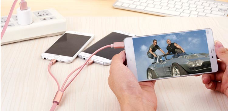 Scalable Flat 3 In 1 1.2m Retractable Charging Cable Micro USB To USB