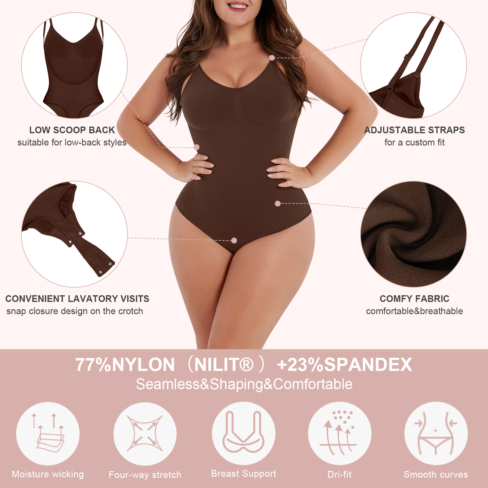 5XL HEXIN 2023 Shapers Slimming Tummy Control Seamless One Piece Shapewear Bodysuit for Women