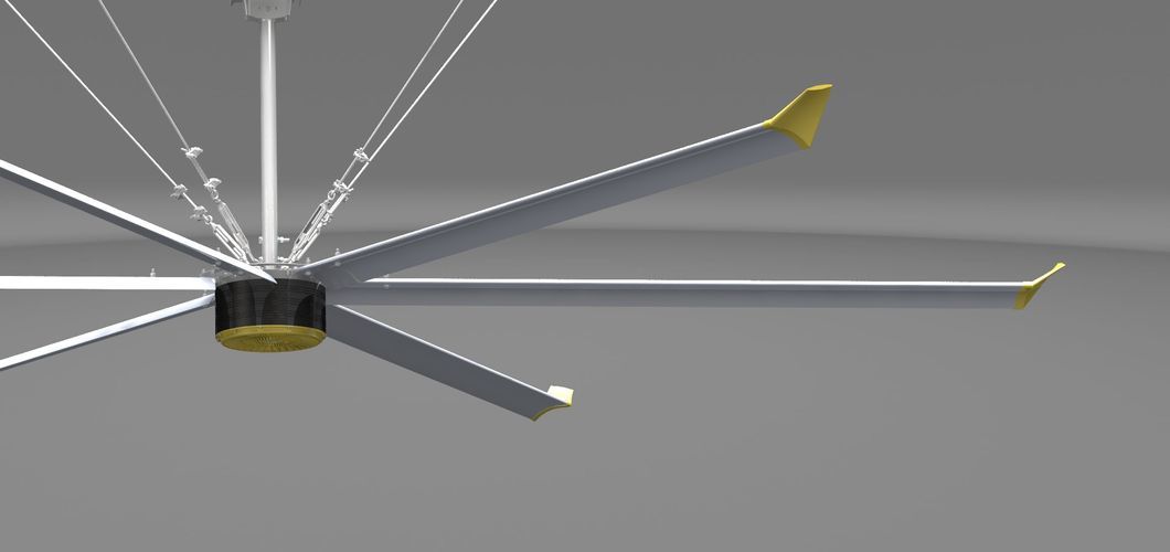 Industrial Hvls Ceiling Fans with Gearbox Motor or Pmsm Motor Configured as Air Blower for Workshop Ventilation and Cooling