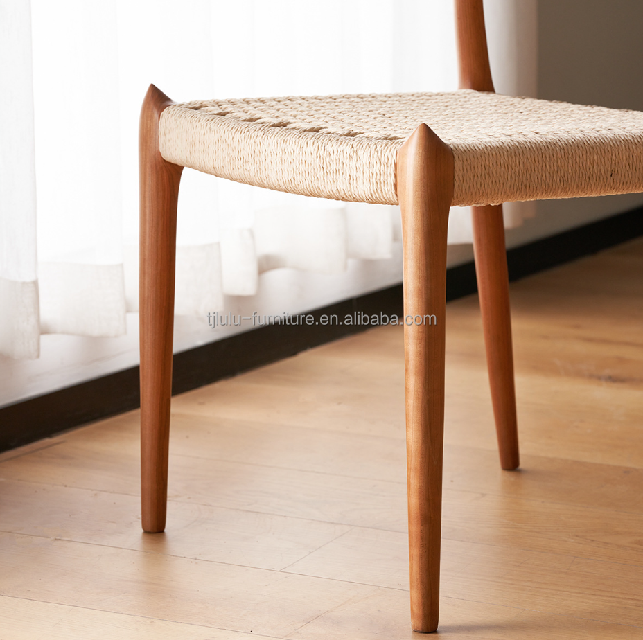 Modern Design Solid Wood Dining Chair with Woven Paper Cord and Nitrolacquer Finish within Your Budget
