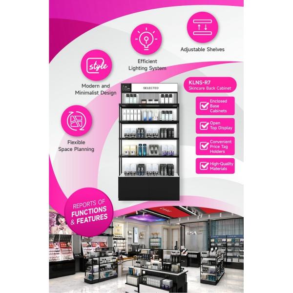 KLNS-R7 Open Top Display Skincare Display Cabinet with 40mm Soft Film Light Box