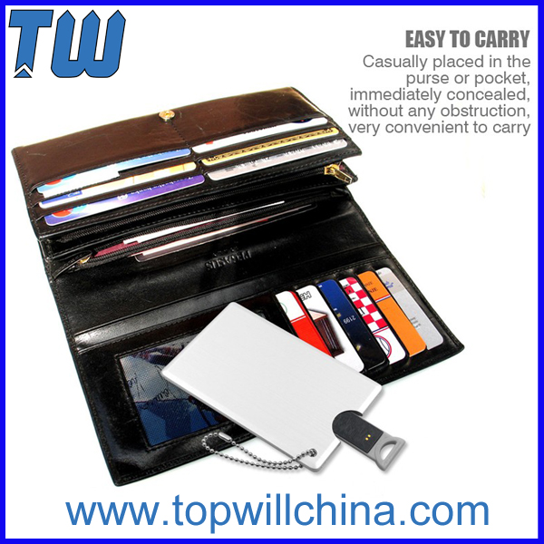 Metal Credit Card USB Flash Drive Device High Quality Printing Free Ball Chain