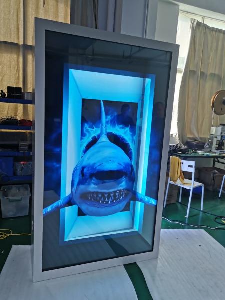 86/75inch Transparent LCD Display Box with Interactive Touch Showcase Hologram
