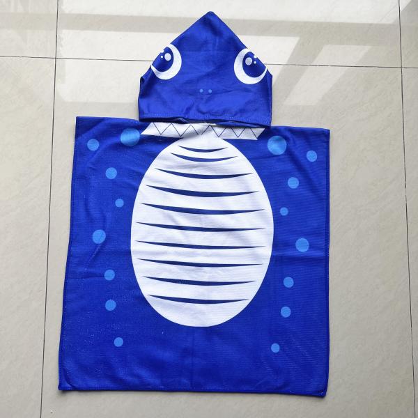 Summer Hot Sell Microfiber Poncho Kids Wholesale Kid Hooded Surf Poncho Beach Towel