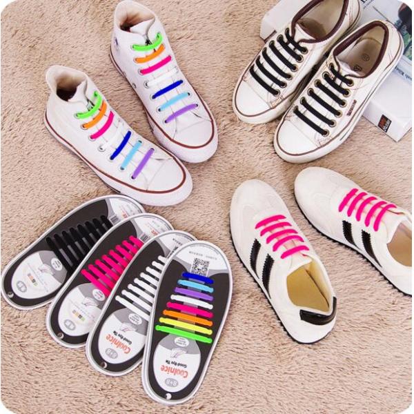 Cool Nice Unisex Man Women No Tie Silicone Shoelace Sneaker Rubber Shoelace, 8+8 Design With 12 Colors,For Sport Gift