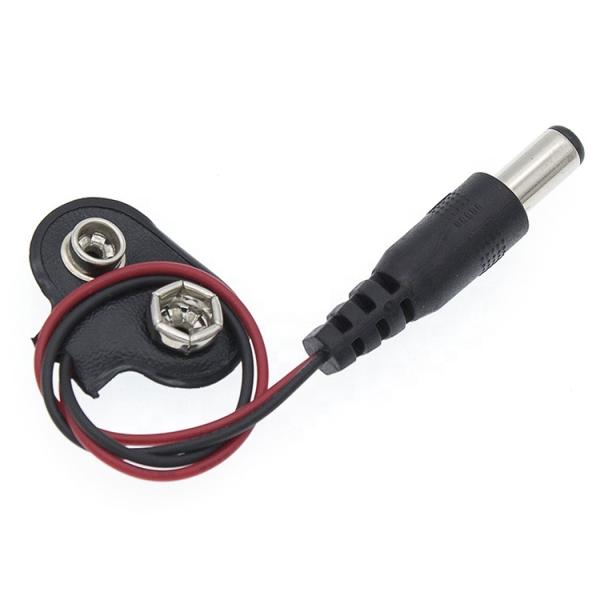 9V Battery Snap Clip Connector To DC Male 5.5 2.1mm Jack Plug Power Cable for battery holders