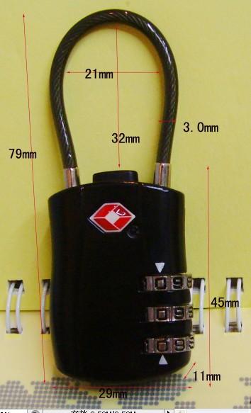 3 Dial TSA Wire Luggage Combination Lock