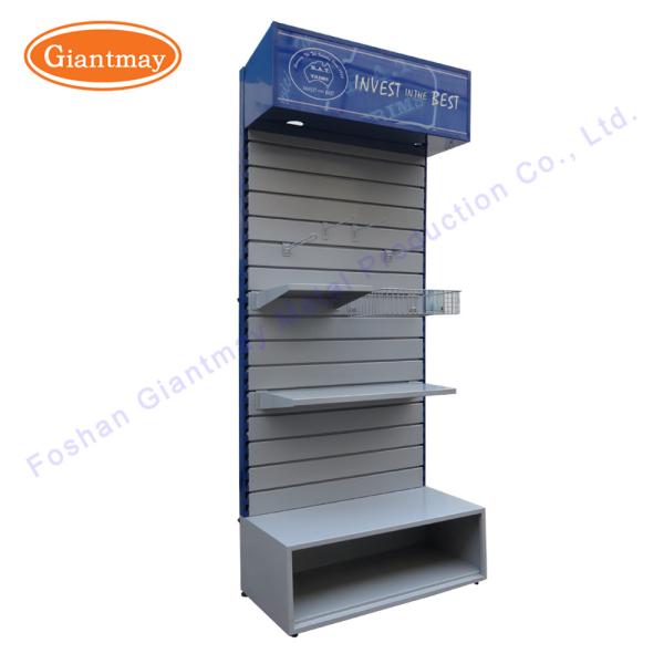 Quality Grocery Shelf Store Mobile Floor Stand Slatwall Display Stands for sale