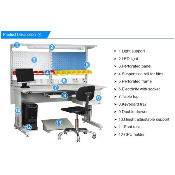 Antistatic Cleanroom ESD Fixed Workbench Tabletop Adjustable Work Bench