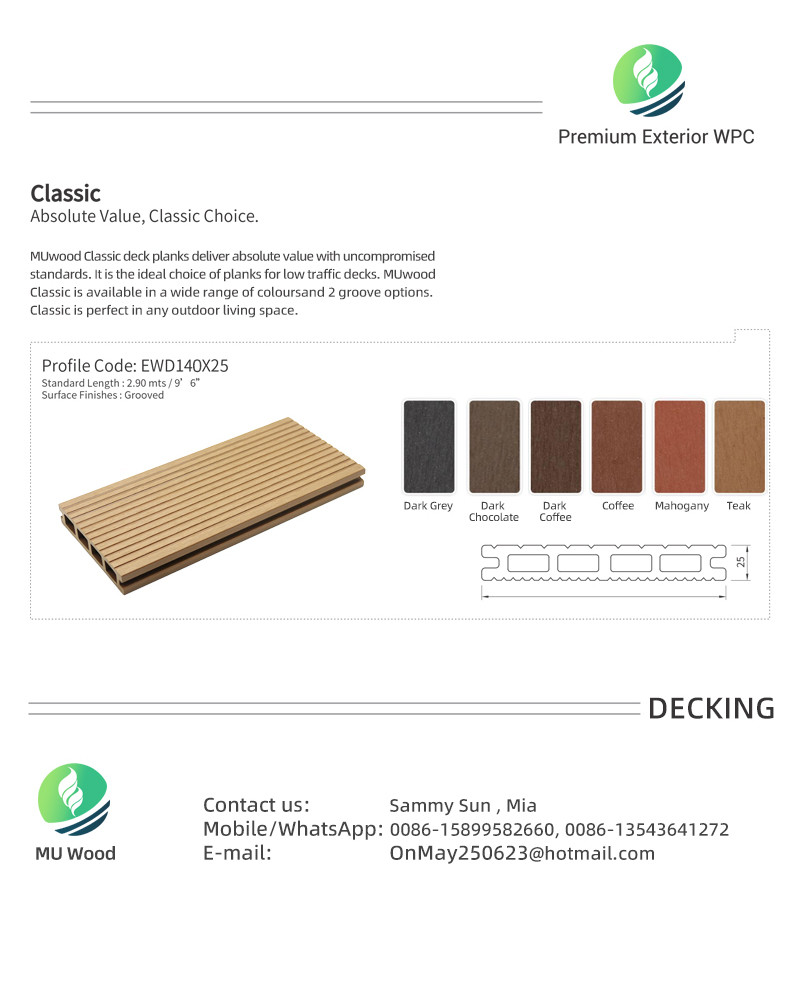Safety WPC Decking Panel Low Maintenance Anti Slip Composite Decking Board