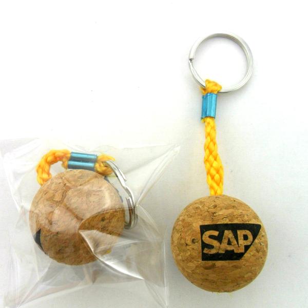 Wholesale Price 50mm Cork Ball Floating Key Chain with Navy Roper and Custom Printed Logo Printing