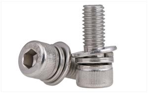 Stainless Steel Knurled Socket Head Cap Screws With Spring And Plain Washers SEMS Screws