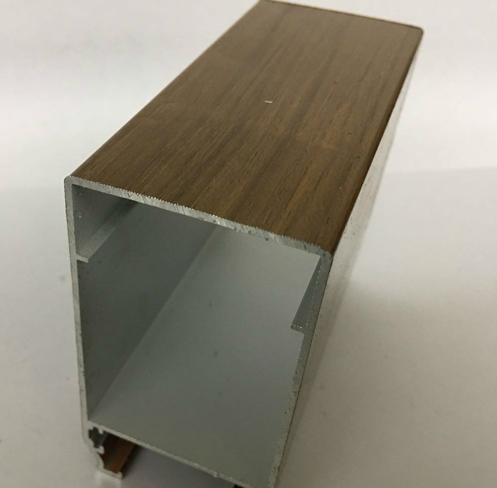 Wood Finish Aluminium Profiles For Windows And Doors Shape Customized