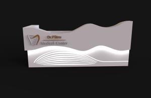 Shaped Processing Solid Surface Reception Desk Eco Friendly White LED NFS