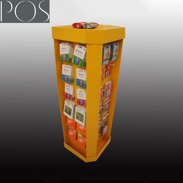 Single color four sides display stand with hooks for hanging
