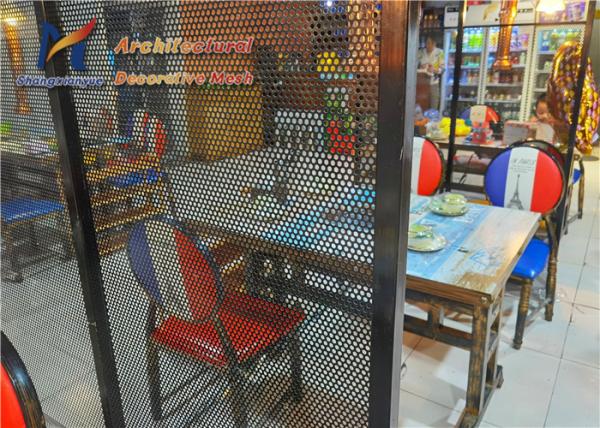 Quality Hexagonal Punched Perforated Stainless Mesh Restaurant Partitions Black Paint for sale