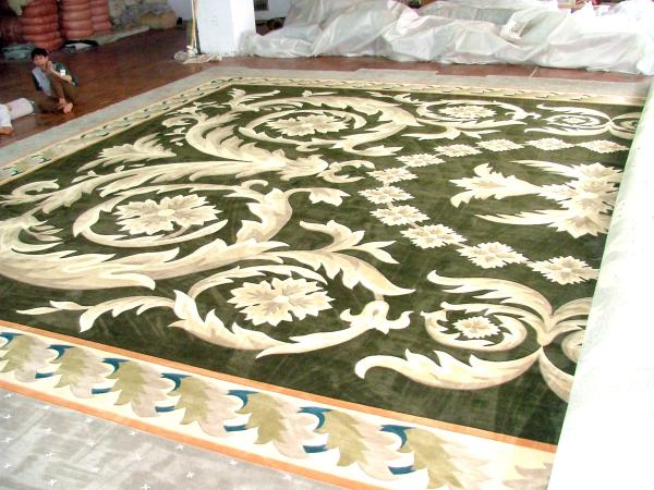 Quality Large Handmade Woollen Carpet , Wool Oriental Rugs Pile Height 11-17mm for sale