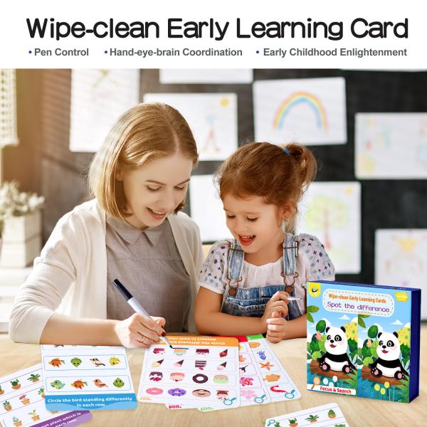 Quality Wipe Clean Spot Difference Cards Concentration Practice Learning for sale