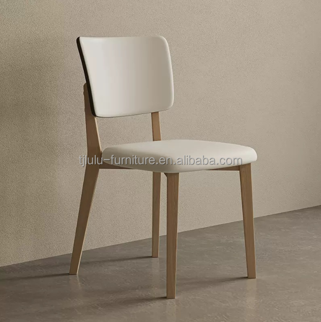 Hotel Dining Chairs W47*D48*H86CM Morden Nordic PU Leather Wood Chair for Dining Room Furniture Upholstered