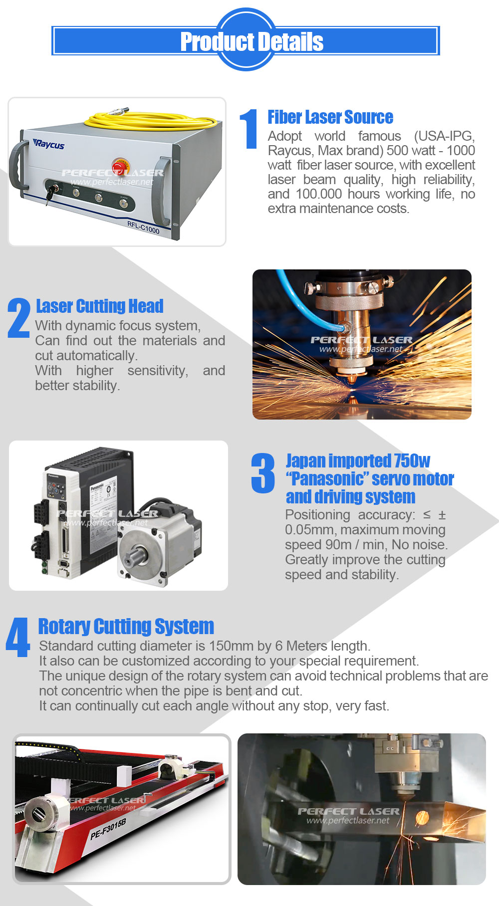 Round Metal Pipe Fiber Laser Machine , 3D Blue Laser Cutting Machine