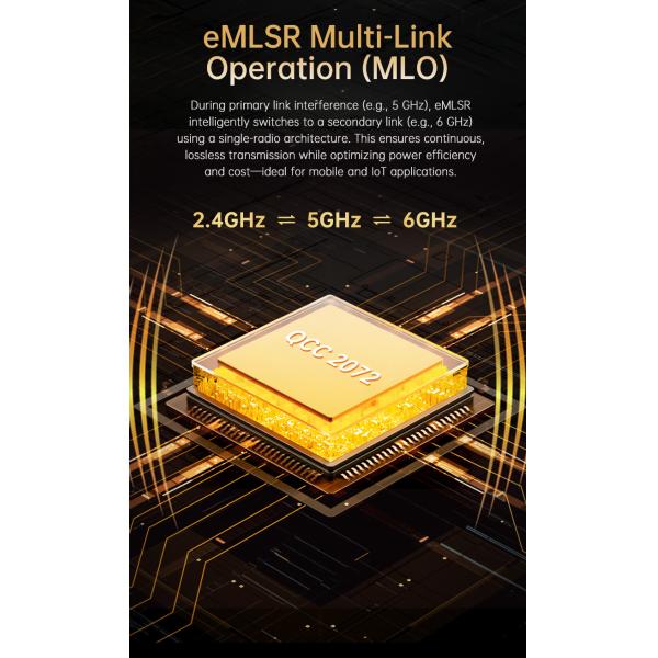 High Speed WIFI 7 Module Tri-band 2.4GHz/5.8/6GHz Based on Qcalcomm Chip QCC2072 1 5.8Gbps wifi modules