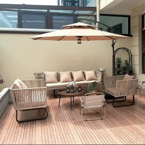 China Outdoor sofa courtyard combination villa balcony garden terrace rattan chair outdoor model room sunroom rattan furniture on sale
