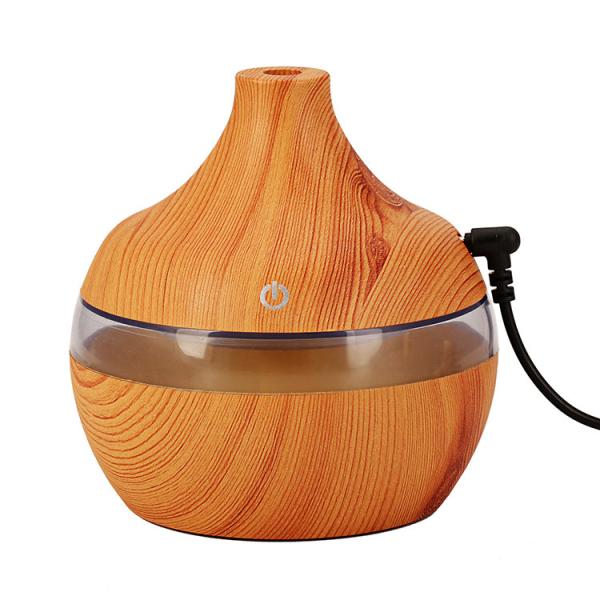 Quality Small Size 300ml Wood Grain Cool Mist Room Humidifier with Color Change LED Light for sale
