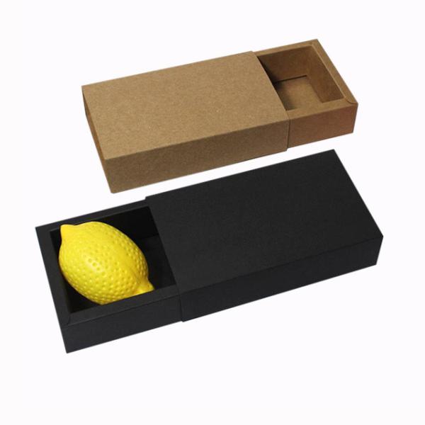 Quality Rectangular Black 2mm Kraft Paper Drawer Box Silk Screen Printing for sale
