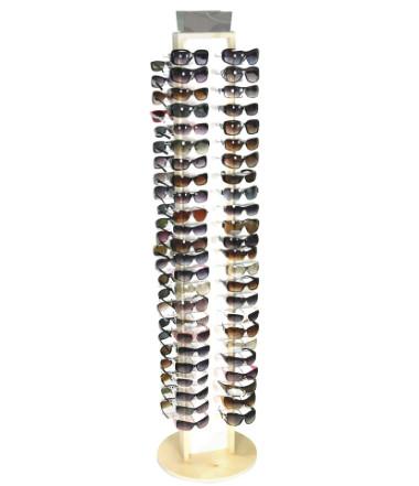 Quality Portable Rotating Display Rack , Movable Wood Sunglasses Display Rack for sale