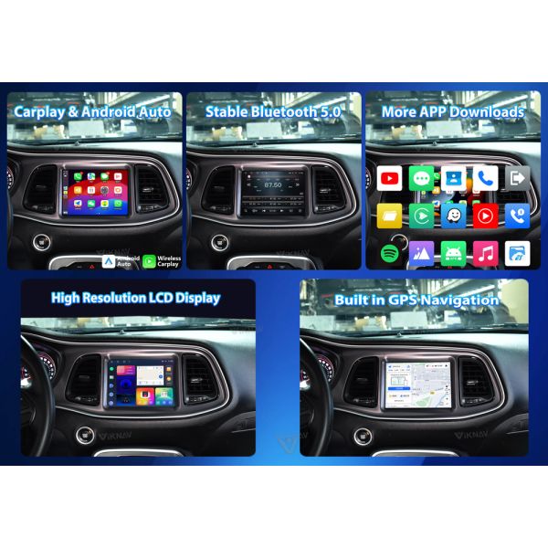 Viknav Car Radio Stereo For Dodge Ram Charger/Challenger 2015-2019 Multimedia Video Player GPS Navigation BT Carplay Head Unit(128GB)