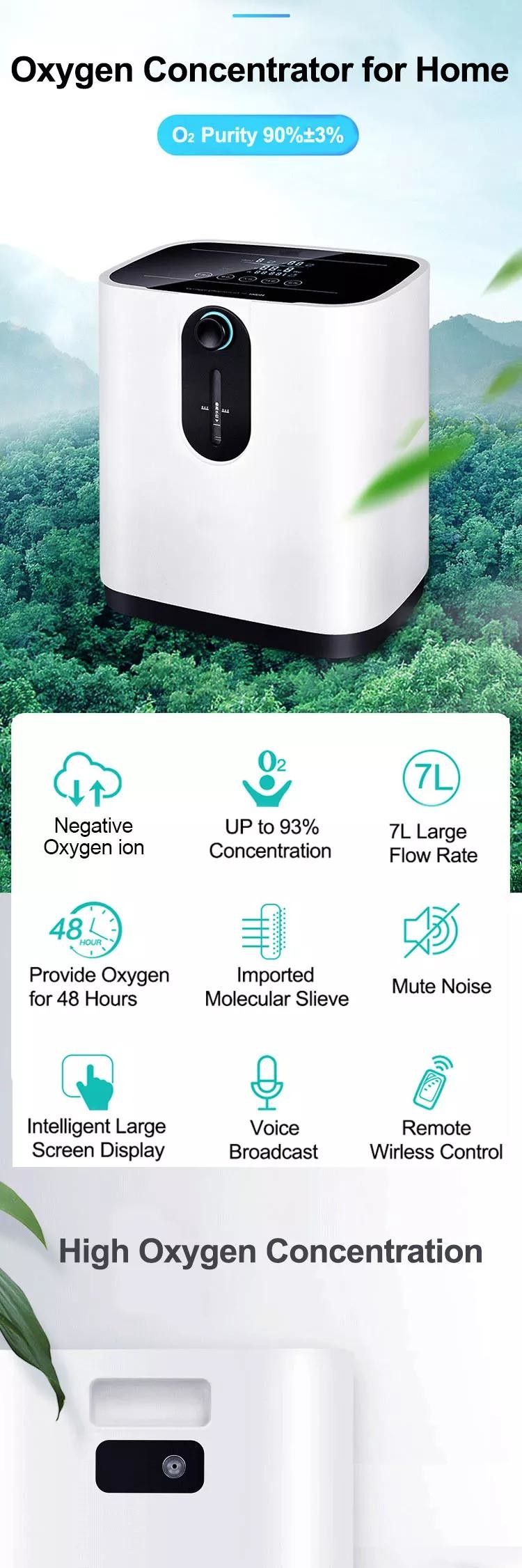 CE Approved Amonoy Home O2 Concentrator Oxygen Generator For Hospital