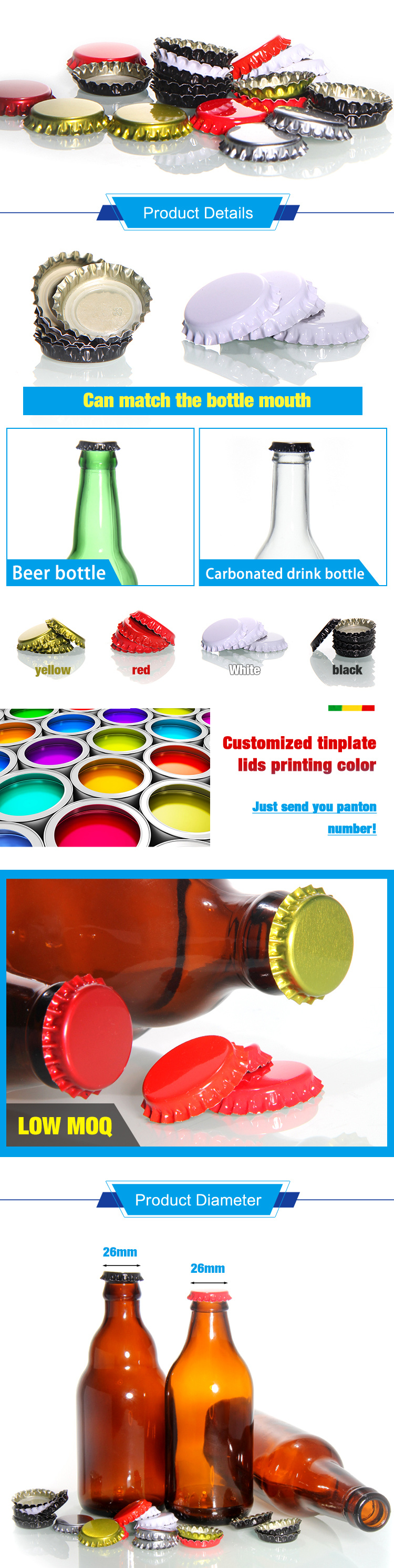 Manufacturer Free Samples 26mm Crown Ring Caps Ring Pull Bottle Cap