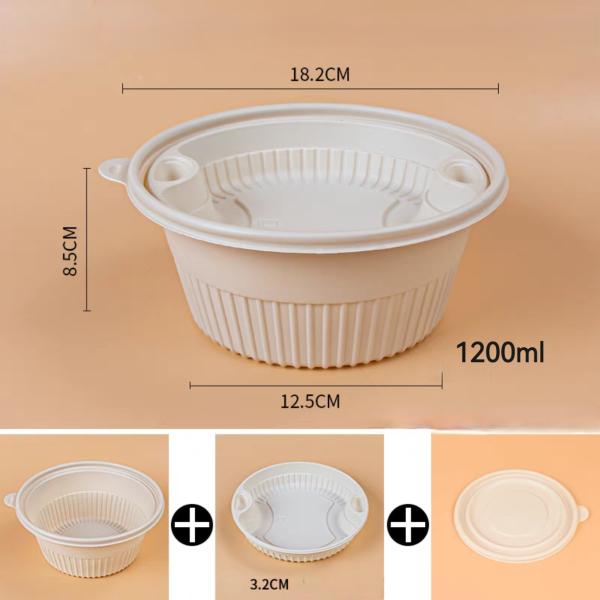 Disposable Corn Starch Container Degradable 2 Layer For Soup Noodle