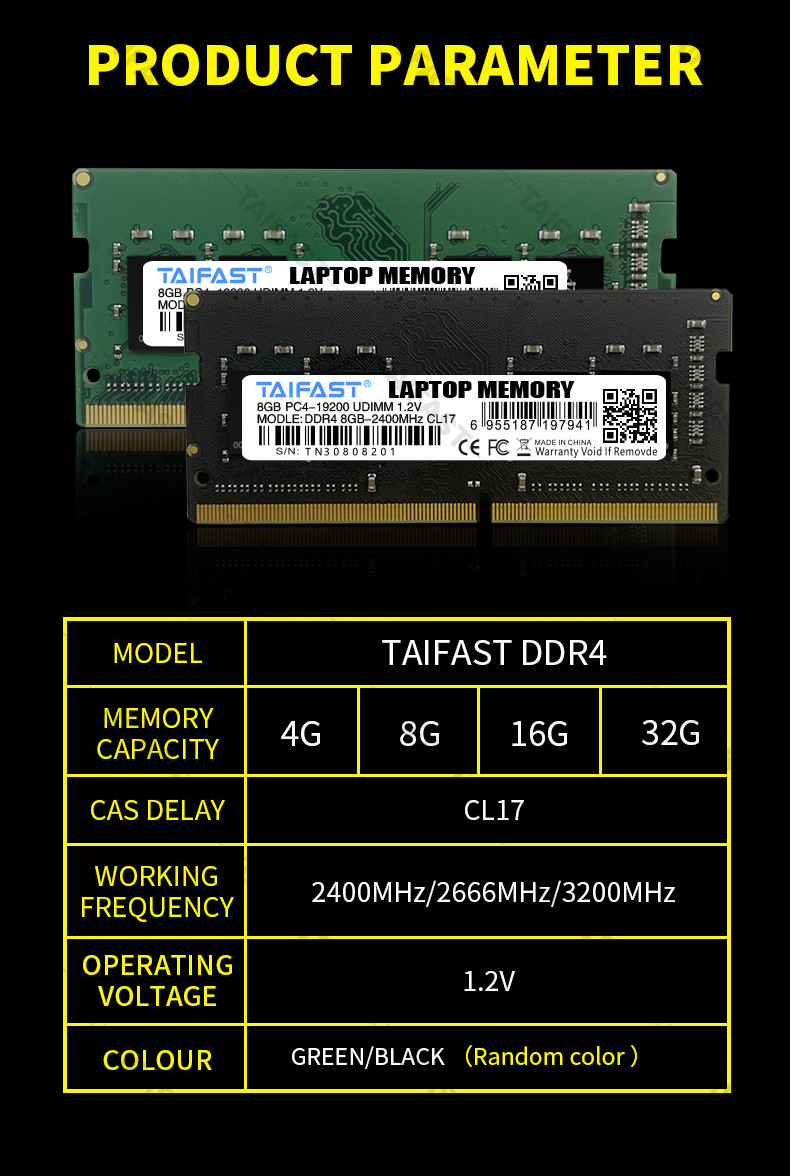 32GB DDR4 Memory Ram 2400mhz Taifast 240pin 1.2V So Dimm For Laptop Notebook