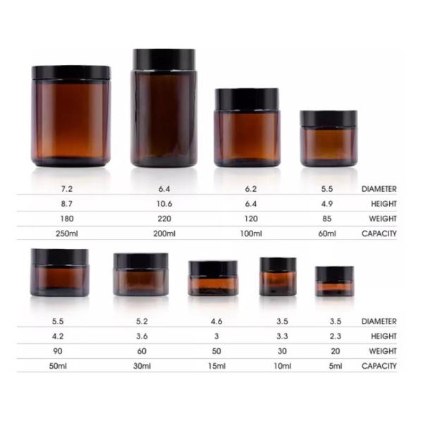 ODM OEM 4 Oz Glass Cosmetic Jars With Lids Amber Lip Balm Jars