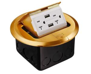 Buy cheap 16A EU 2 Pin Floor Socket With USB Copper Fast Pop Up Waterproof product