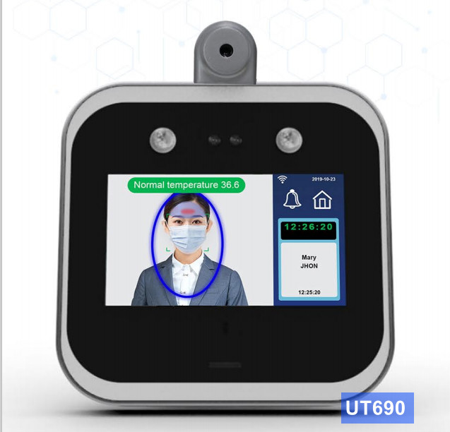 Desktop Type Face Recognition Thermometer With Touch Screen 854 * 480 Body Temperature Measuring Device