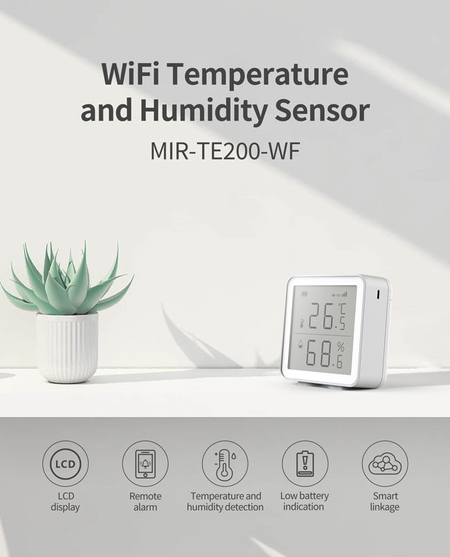 250mA Wireless Temp And Humidity Sensor Tuya Smart Life Alexa