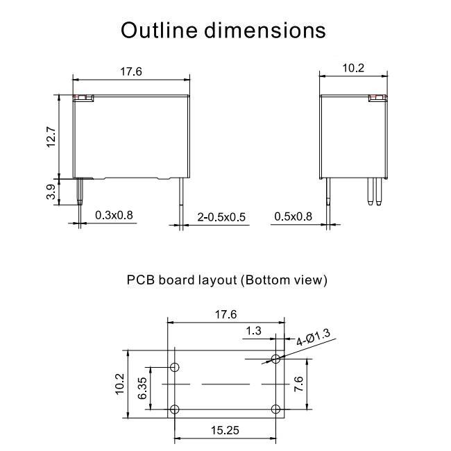 PCB Mount 24V 5 Amp 5 Pin SPDT Relay Power D 4KV Dielectric Withstand
